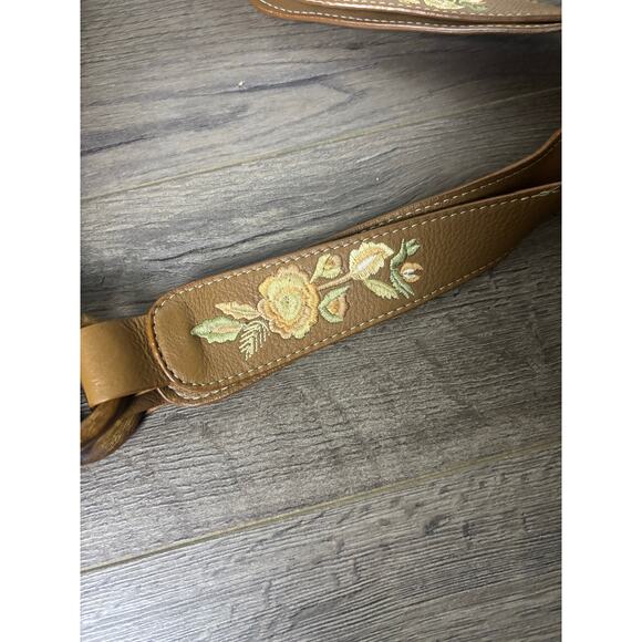 J Jill Boho Patchwork Floral Pleated Shoulder Bag Brown Beige Embroidered - Picture 11 of 12